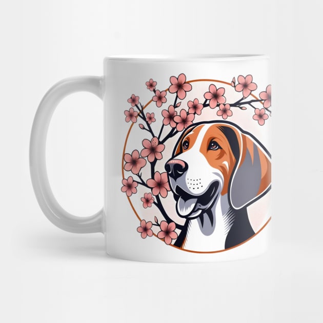 American English Coonhound Enjoys Spring Cherry Blossoms by ArtRUs